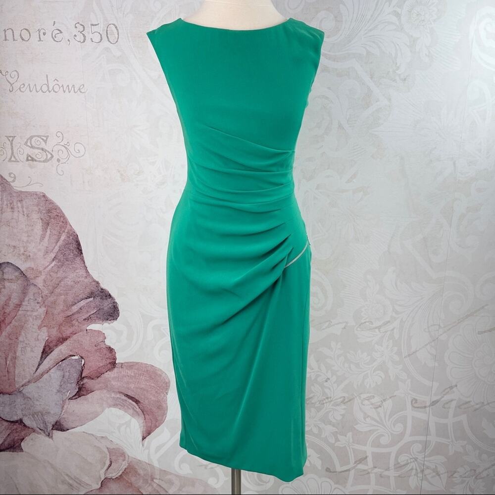 Coast Ruched Zipper Accent Sheath Dress Size 4